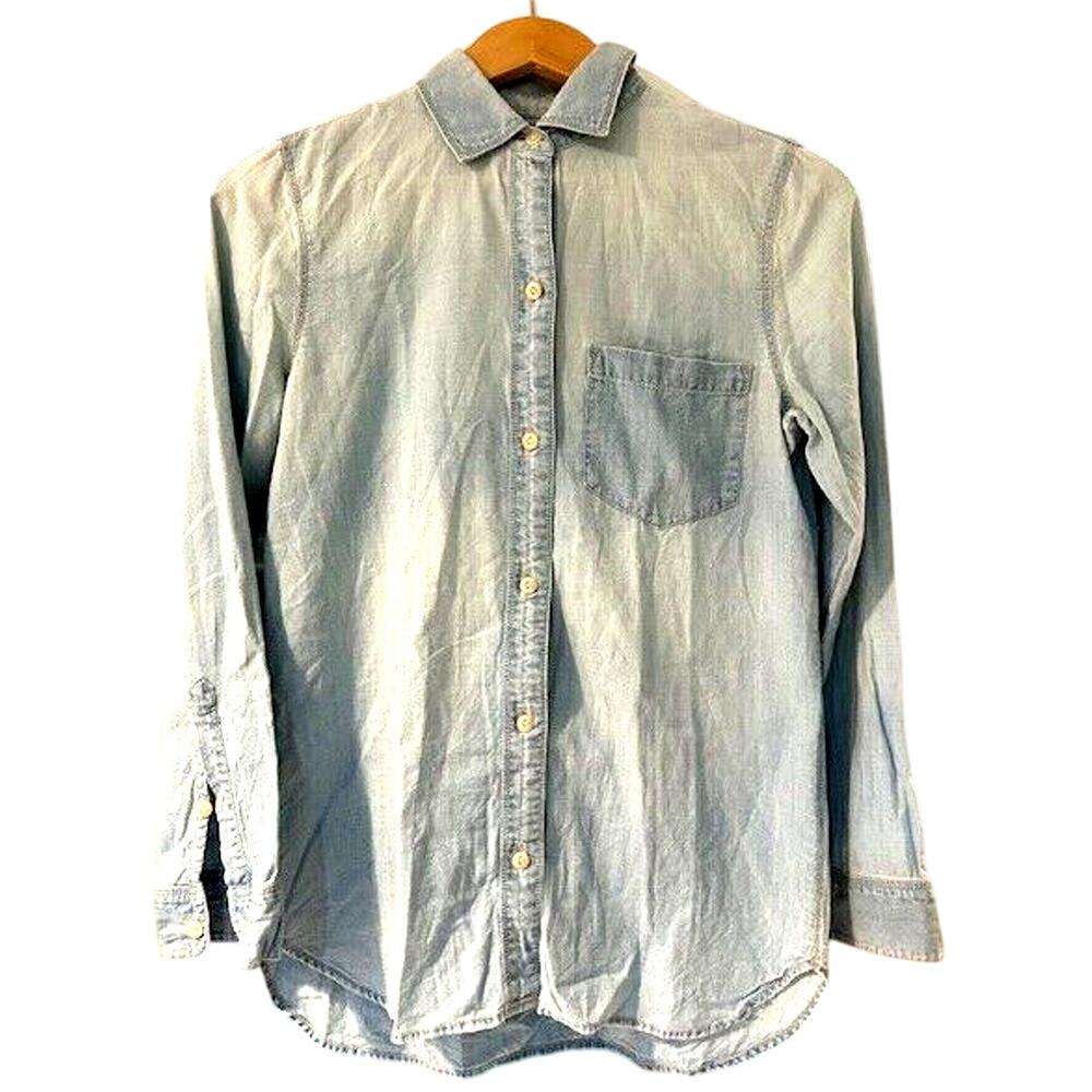 MADEWELL denim shirt womens western work size XS button up long sleeve cowboy